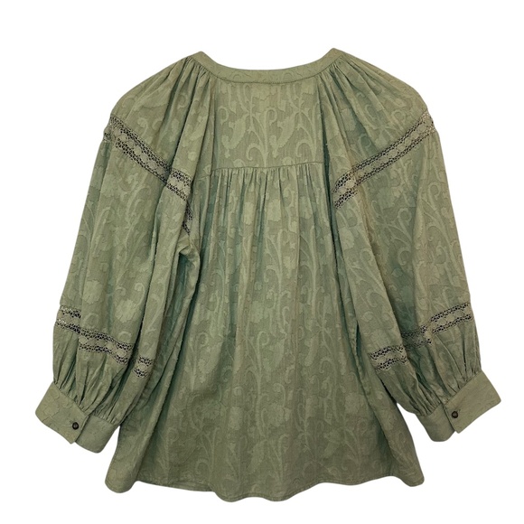 Anthropologie Top Blouse Women's S Harmony Sage Lace Peasant Cottage Feminine - Picture 12 of 15